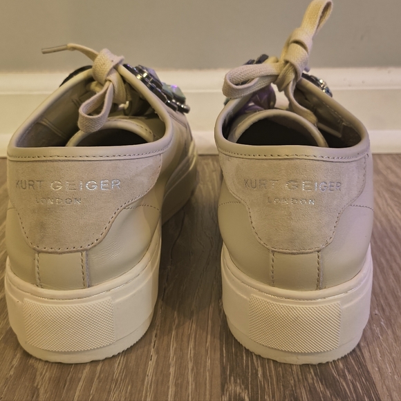 Kurt Geiger Beige Rhinestone Bling Sneakers - Picture 6 of 9
